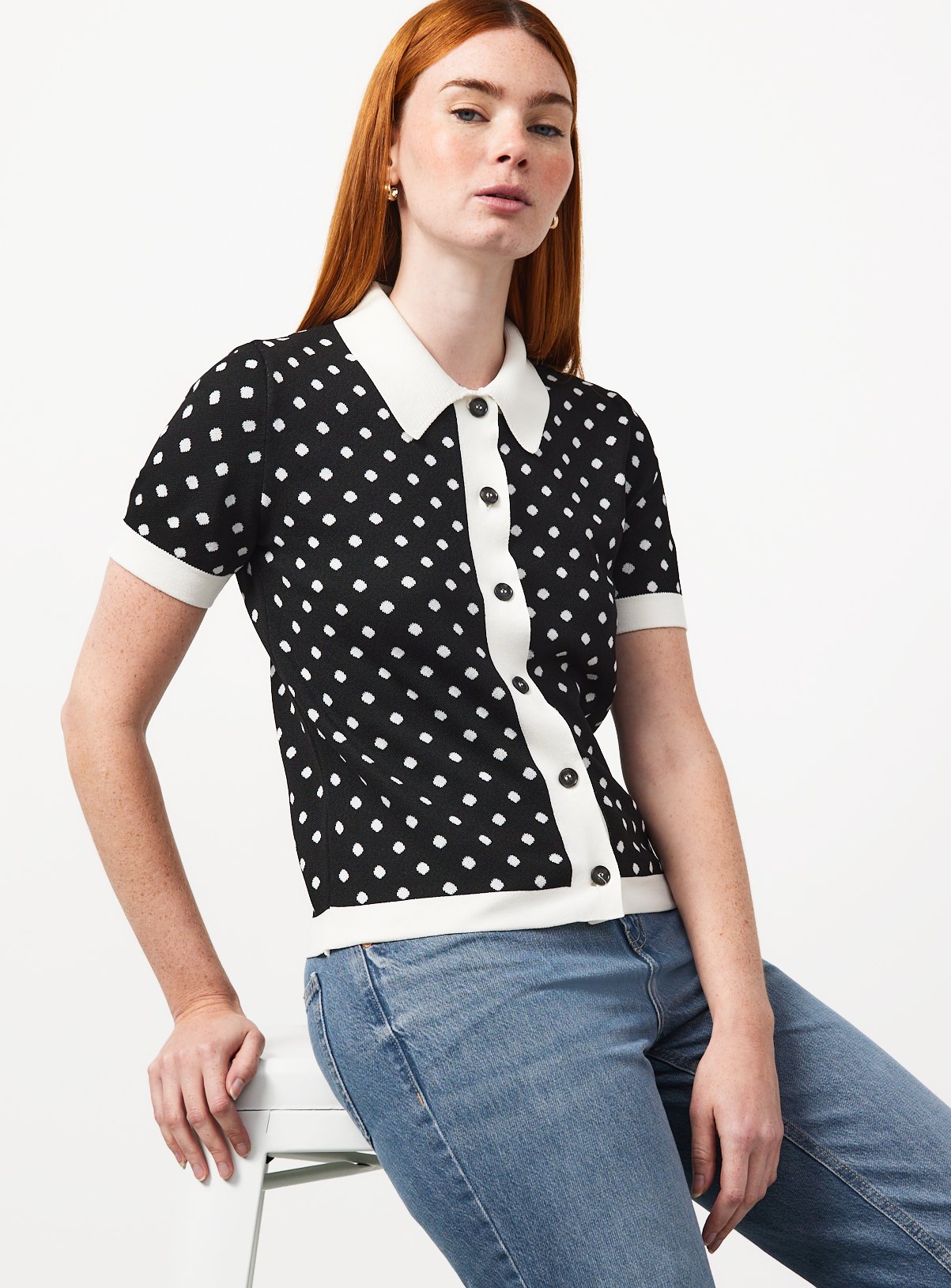 Spot Collared Cardigan XL - Image 1 thumbnail